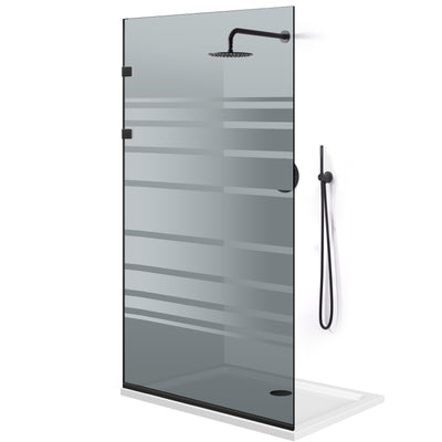 Shower Screens Walk-in, Stainless steel shower wall, matte black #Grey