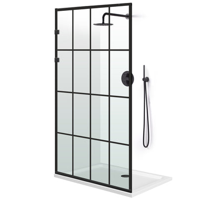 Shower Screens Walk-in, Stainless steel shower wall, matte black, #Clear #Clear