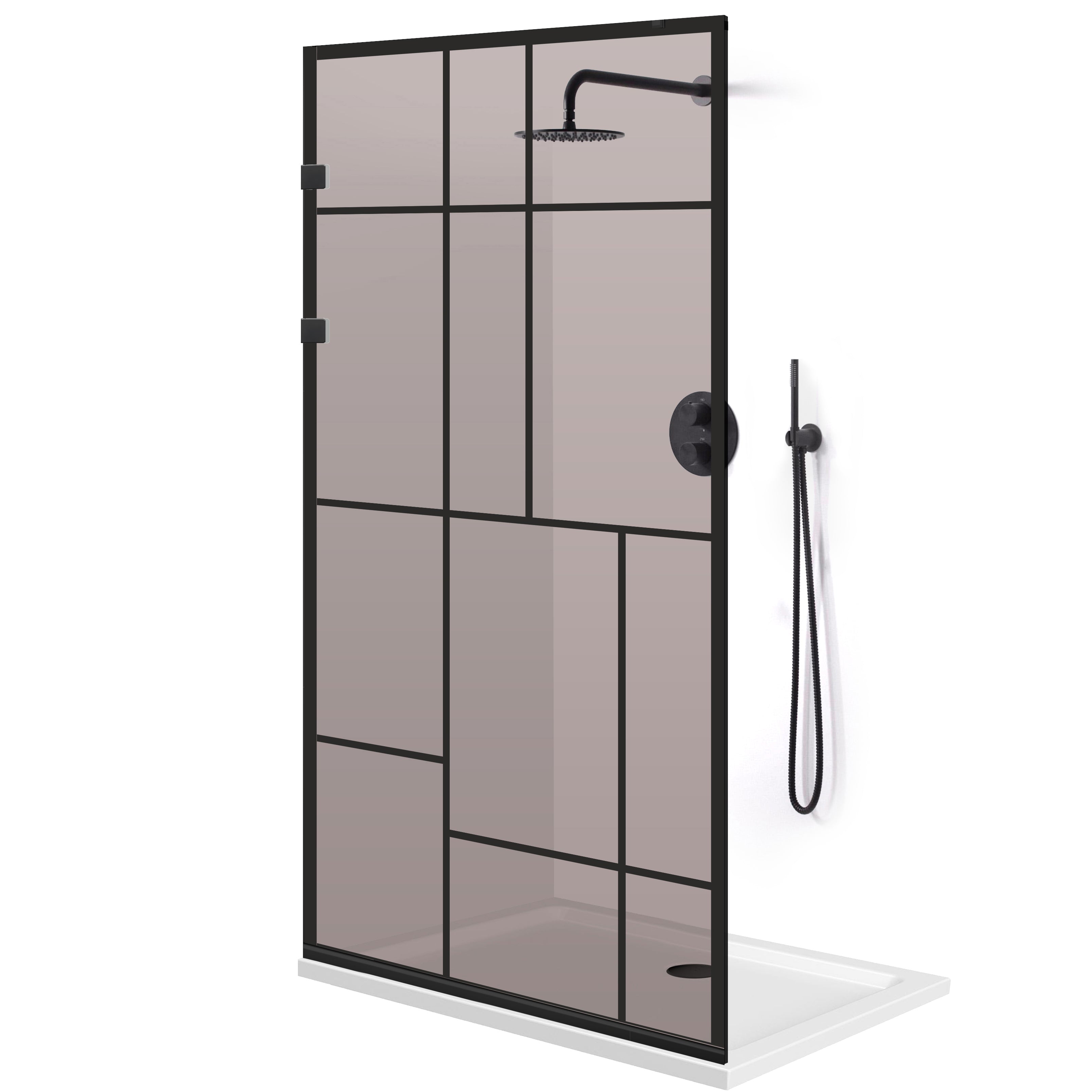 Shower Screens Walk-in, Stainless steel shower wall, matte black #Bronze