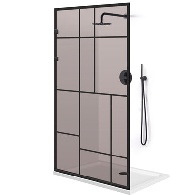Shower Screens Walk-in, Stainless steel shower wall, matte black #Bronze