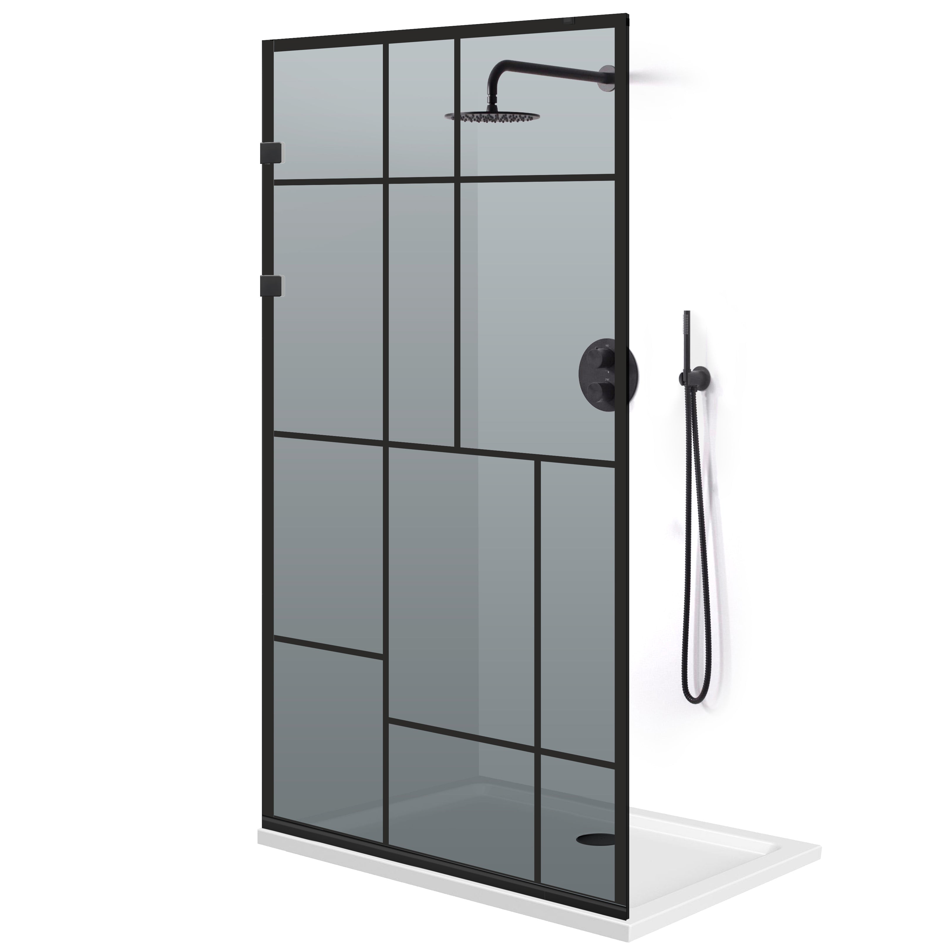 Shower Screens Walk-in, Stainless steel shower wall, matte black #Grey