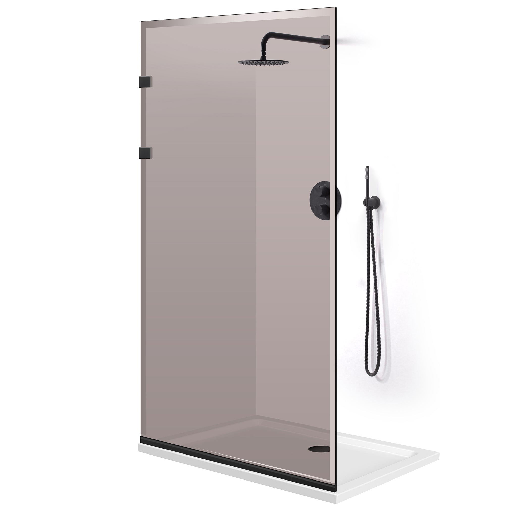 Shower Screens Walk-in, Stainless steel shower wall, matte black #Bronze