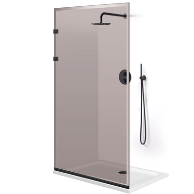 Shower Screens Walk-in, Stainless steel shower wall, matte black #Bronze