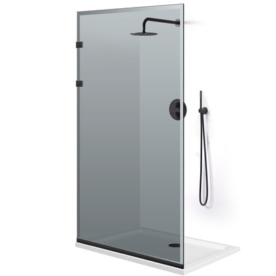 Shower Screens Walk-in, Stainless steel shower wall, matte black #Grey
