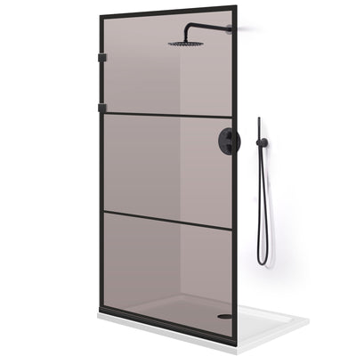 Shower Screens Walk-in, Stainless steel shower wall, matte black #Bronze