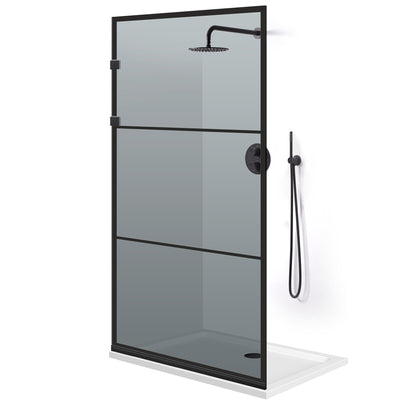 Shower Screens Walk-in, Stainless steel shower wall, matte black #Grey