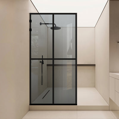 Shower Screens Walk-in, Stainless steel shower wall, matte black #Grey