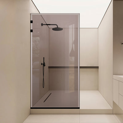 Shower Screens Walk-in, Stainless steel shower wall, matte black #Bronze