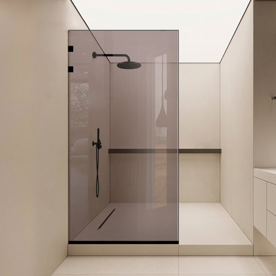 Shower Screens Walk-in, Stainless steel shower wall, matte black #Bronze