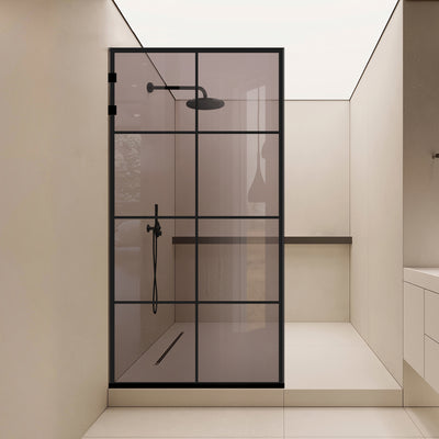 Shower Screens Walk-in, Stainless steel shower wall, matte black #Bronze
