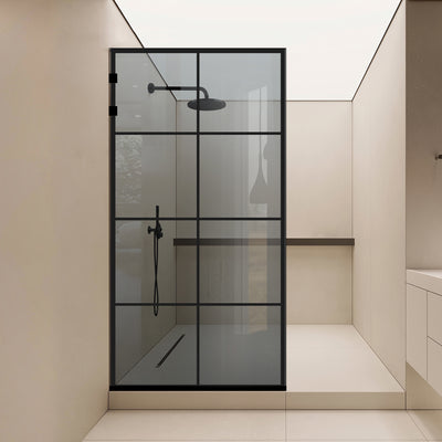 Shower Screens Walk-in, Stainless steel shower wall, matte black #Grey