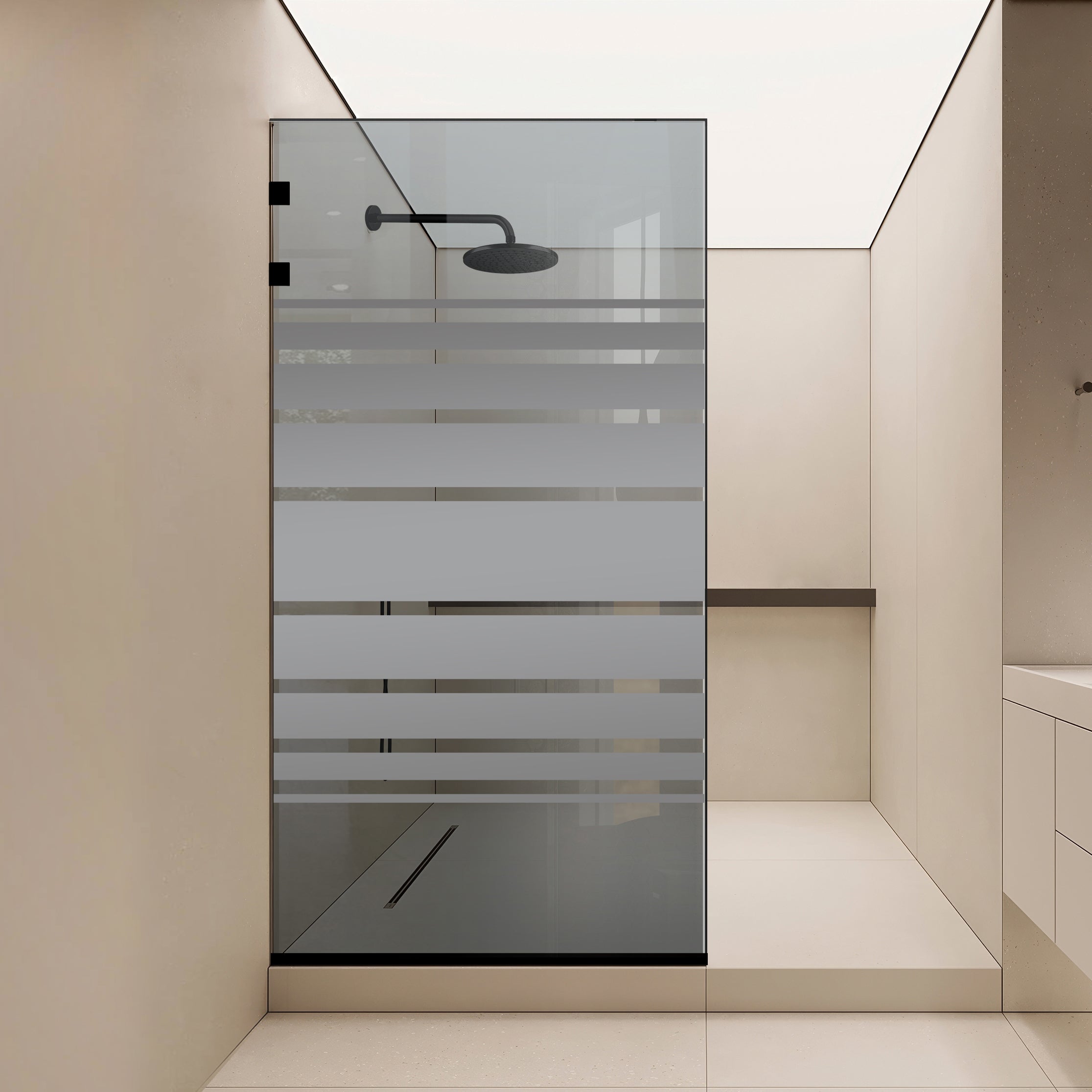 Shower Screens Walk-in, Stainless steel shower wall, matte black #Grey