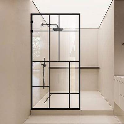 Shower Screens Walk-in, Stainless steel shower wall, matte black, #Clear #Clear