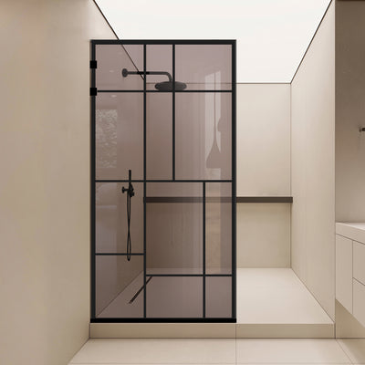 Shower Screens Walk-in, Stainless steel shower wall, matte black #Bronze