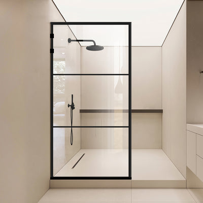 Shower Screens Walk-in, Stainless steel shower wall, matte black, #Clear #Clear