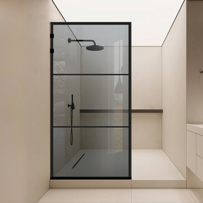 Shower Screens Walk-in, Stainless steel shower wall, matte black #Grey