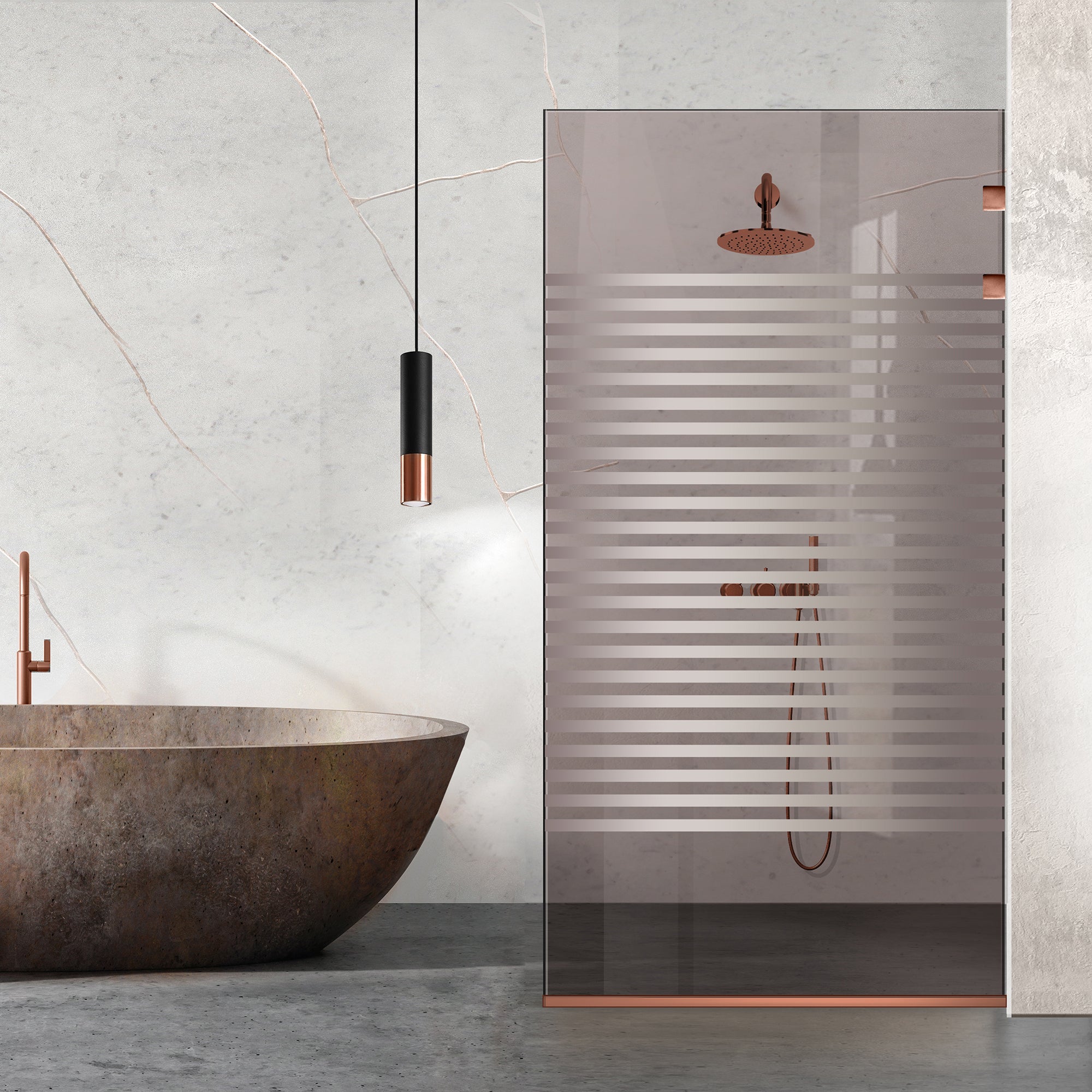 Shower Screens Walk-in, Stainless steel shower wall, copper #Bronze