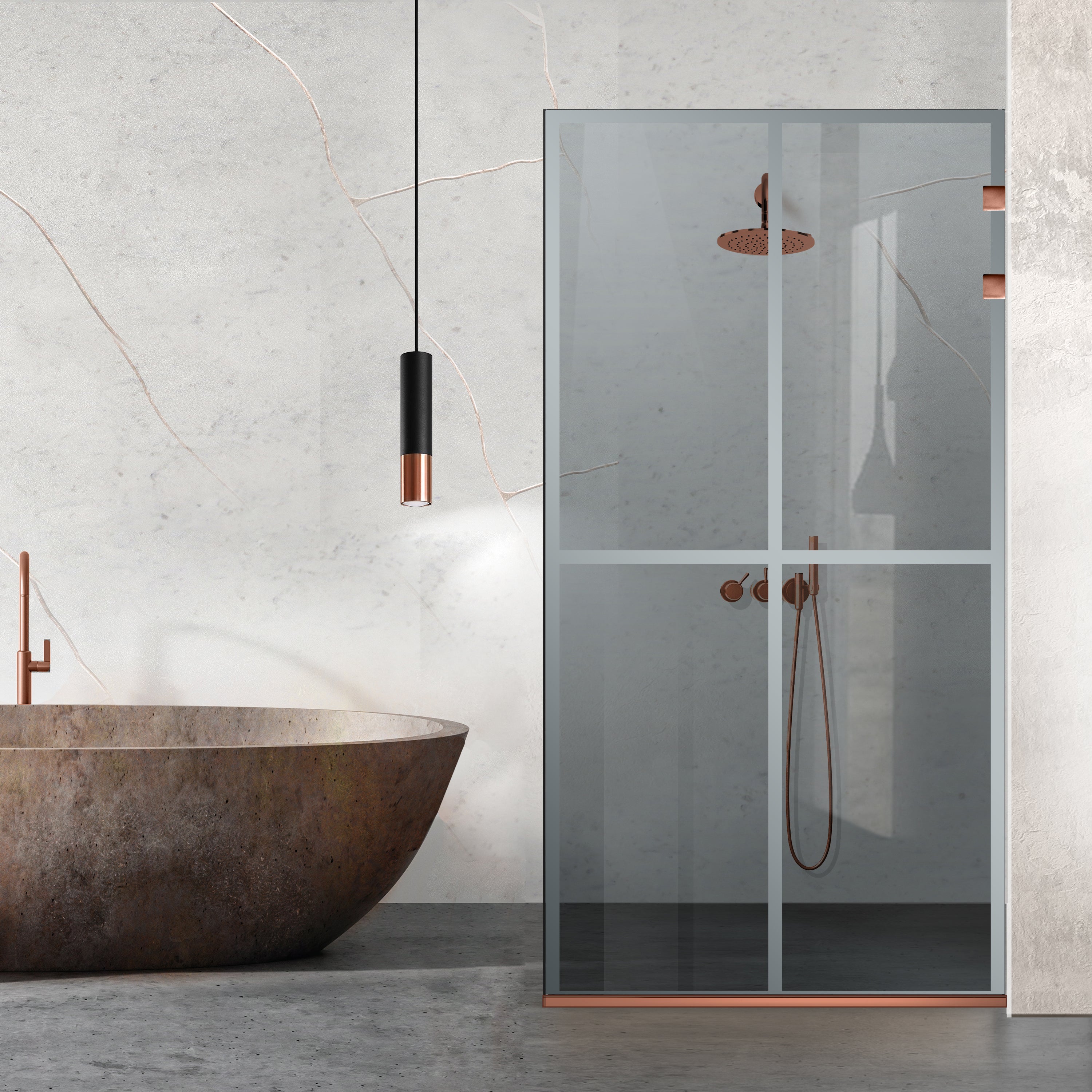 Shower Screens Walk-in, Stainless steel shower wall, copper #Grey