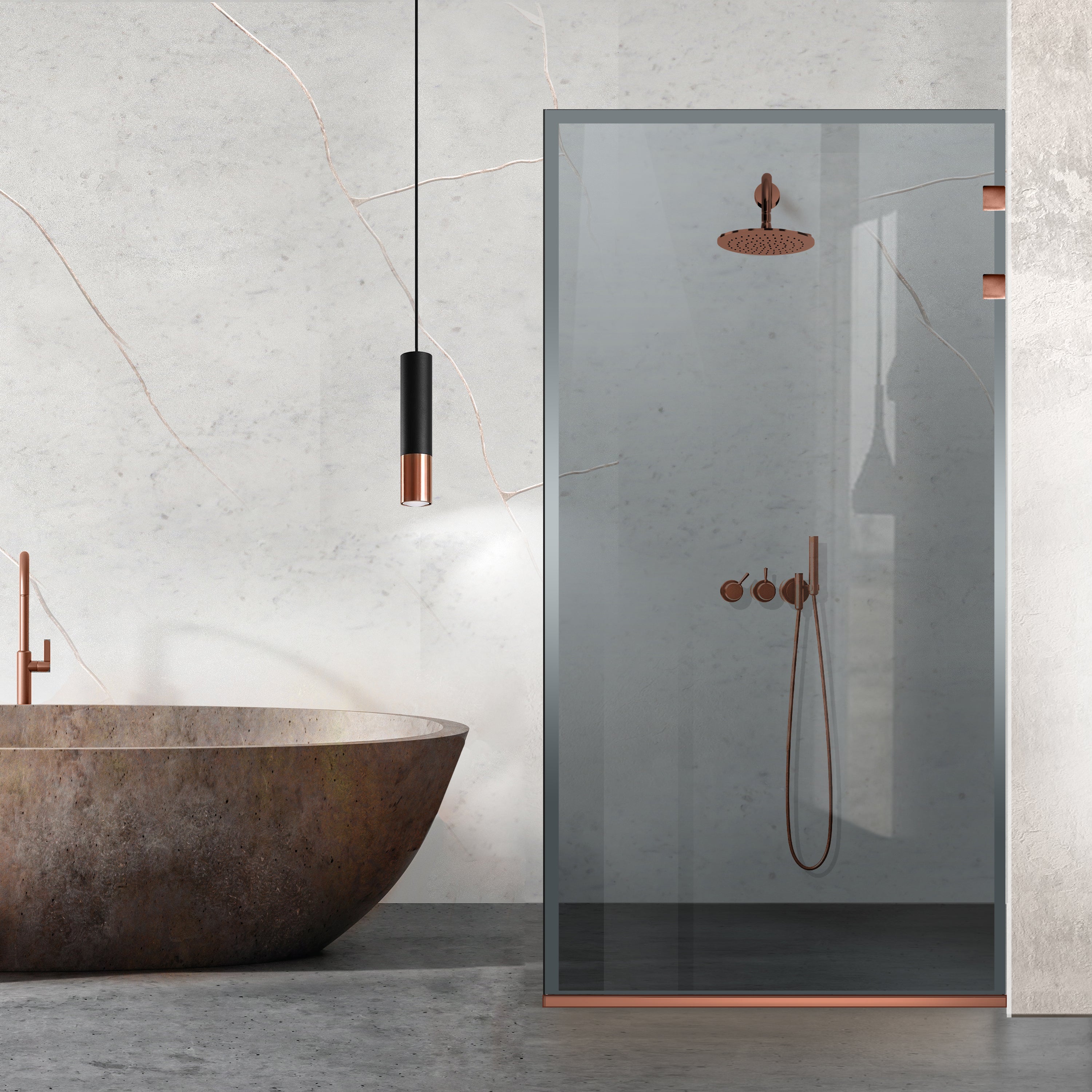 Shower Screens Walk-in, Stainless steel shower wall, copper #Grey