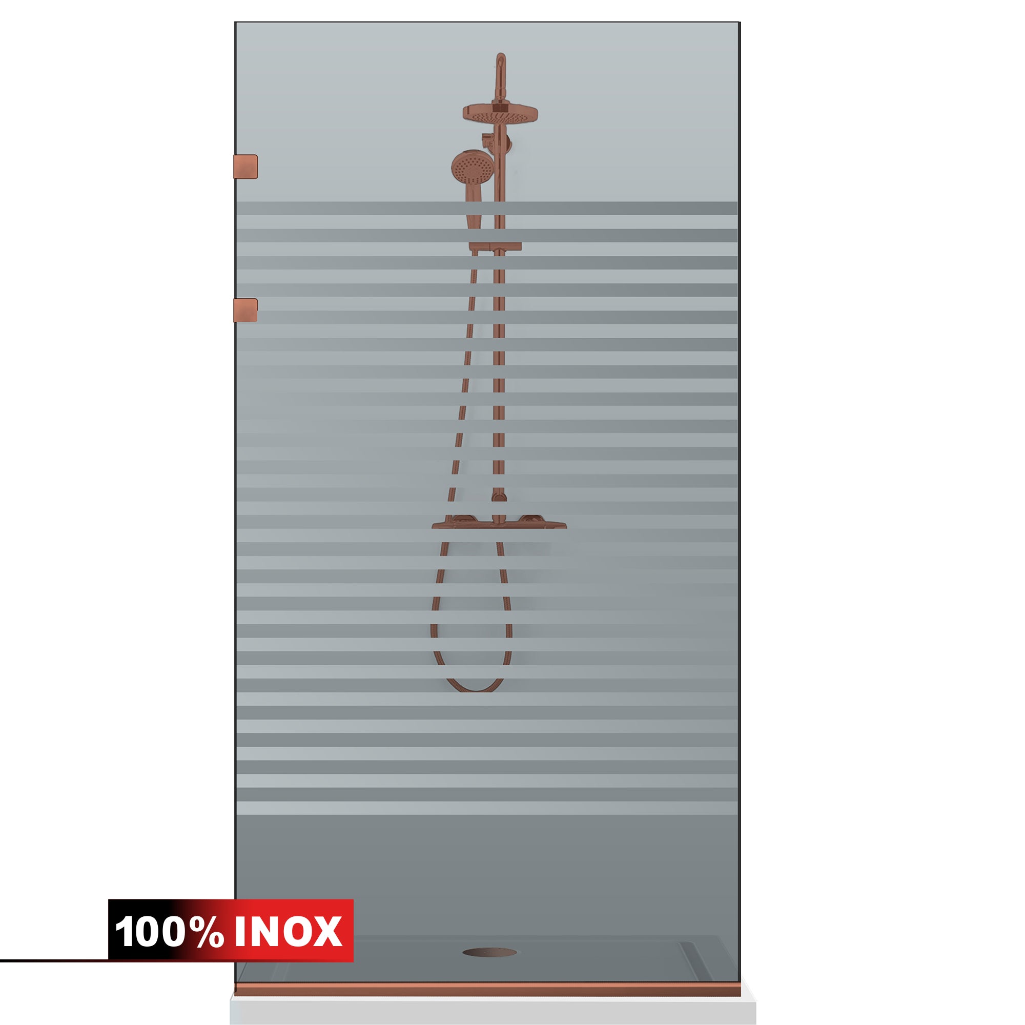 Shower Screens Walk-in, Stainless steel shower wall, copper #Grey