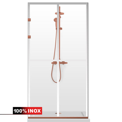 Shower Screens Walk-in, Stainless steel shower wall, matte black, #Clear #Clear