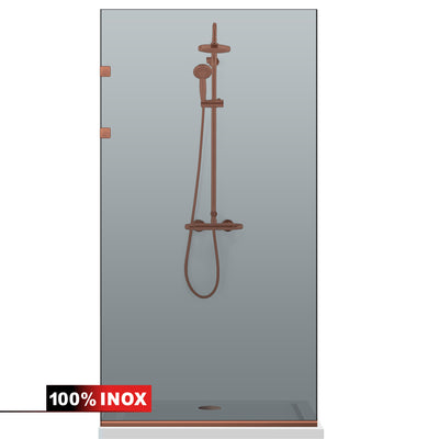 Shower Screens Walk-in, Stainless steel shower wall, copper #Grey