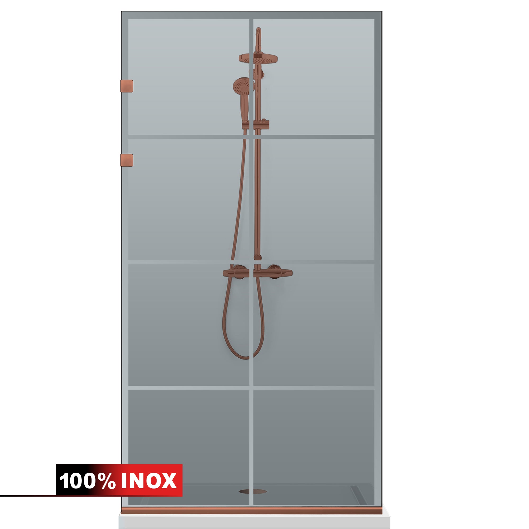 Shower Screens Walk-in, Stainless steel shower wall, copper #Grey