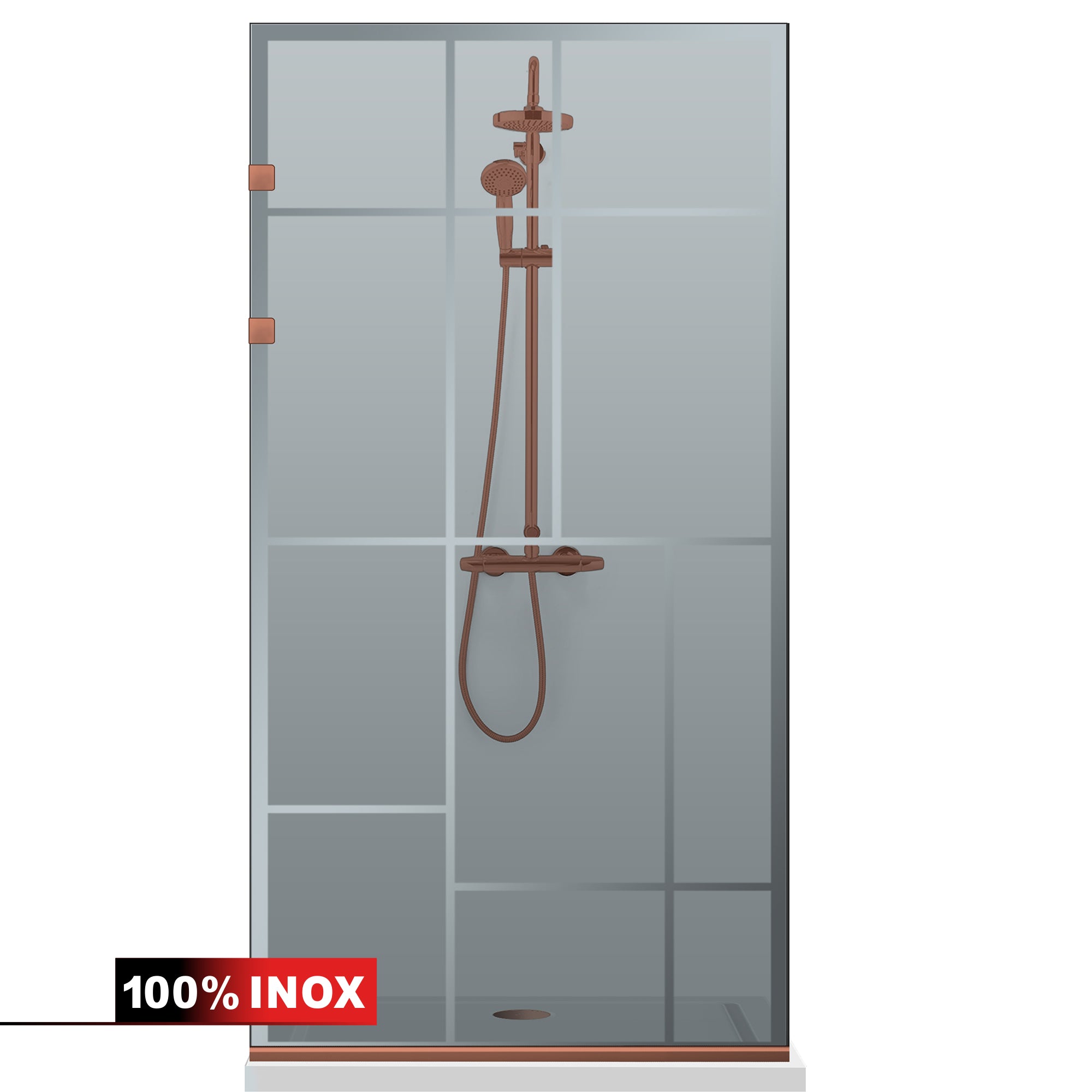 Shower Screens Walk-in, Stainless steel shower wall, copper #Grey