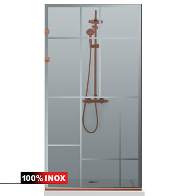 Shower Screens Walk-in, Stainless steel shower wall, copper #Grey