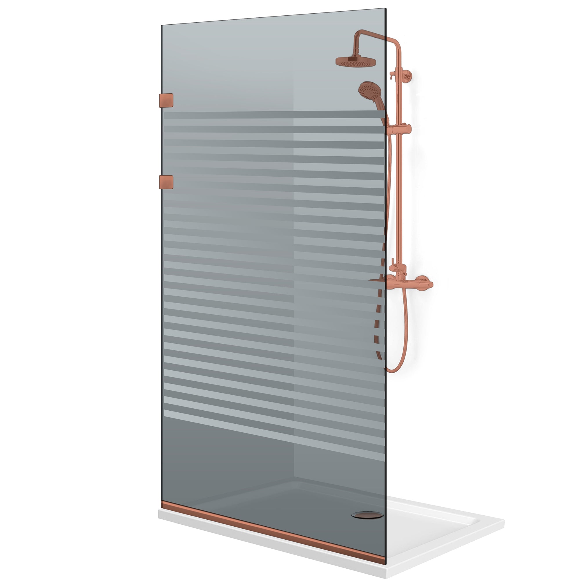 Shower Screens Walk-in, Stainless steel shower wall, copper #Grey