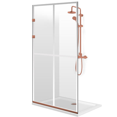 Shower Screens Walk-in, Stainless steel shower wall, matte black, #Clear #Clear