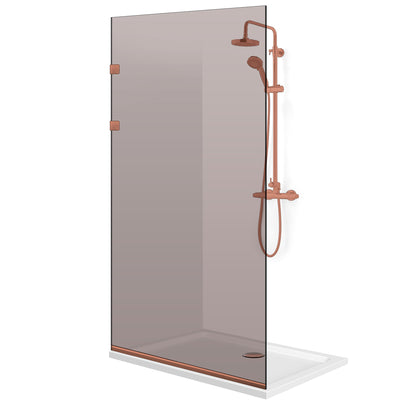 Shower Screens Walk-in, Stainless steel shower wall, copper #Bronze