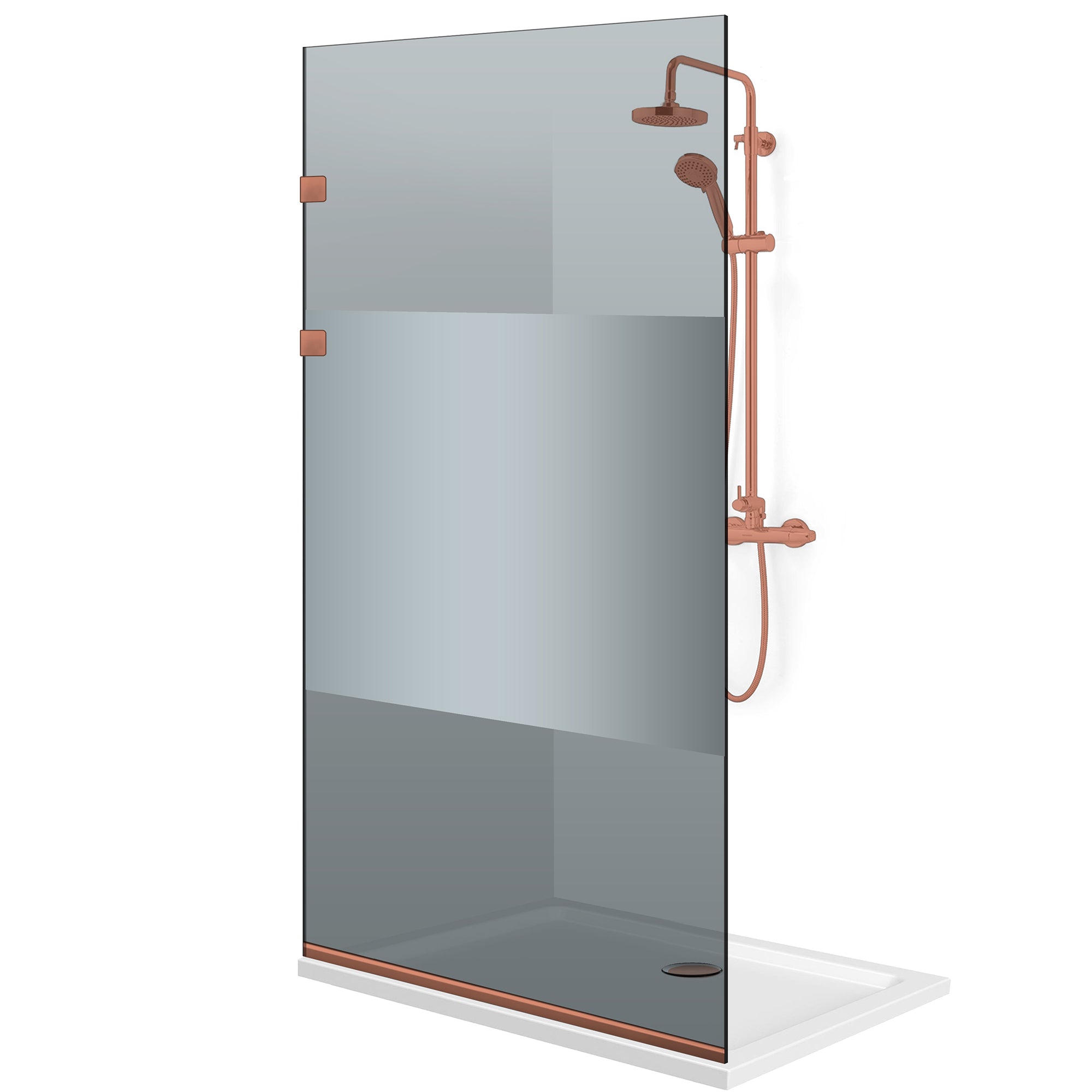 Shower Screens Walk-in, Stainless steel shower wall, copper #Grey