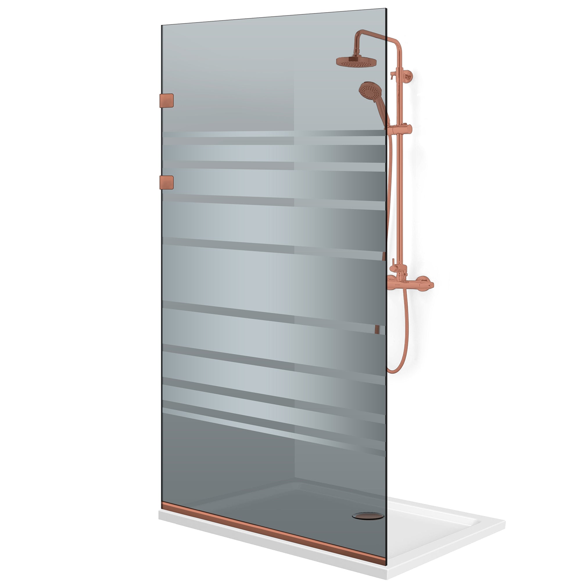 Shower Screens Walk-in, Stainless steel shower wall, copper #Grey