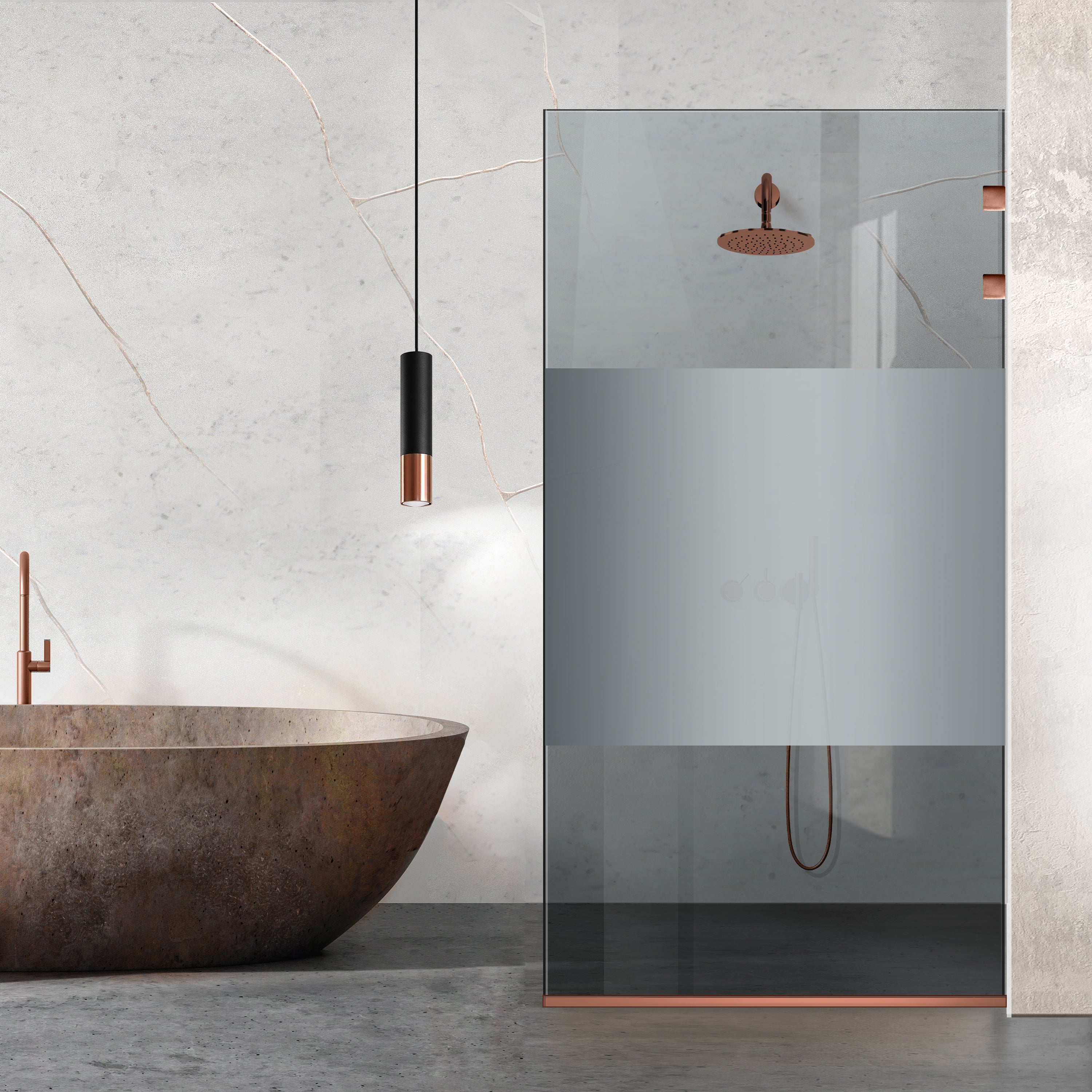 Shower Screens Walk-in, Stainless steel shower wall, copper #Grey