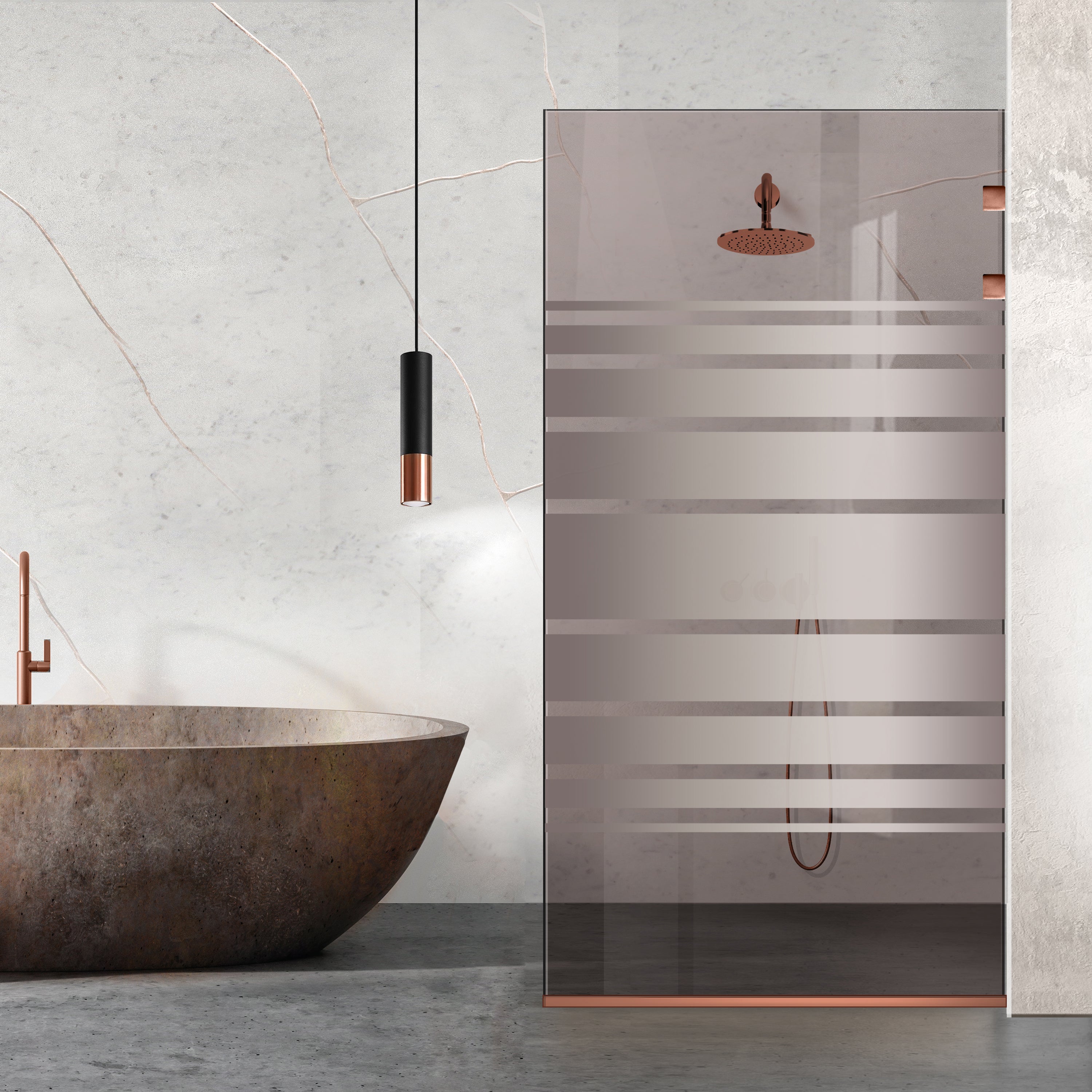 Shower Screens Walk-in, Stainless steel shower wall, copper #Bronze