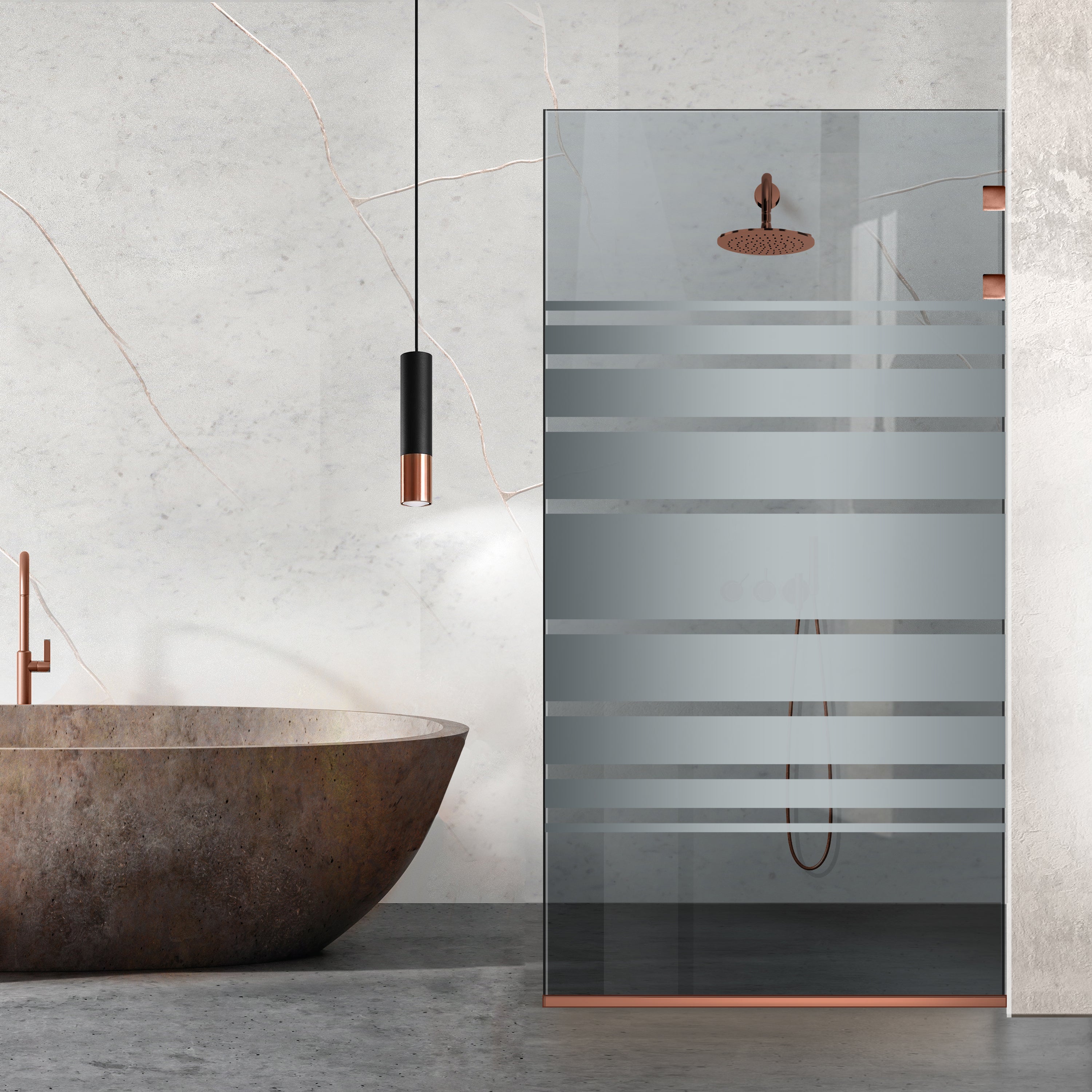 Shower Screens Walk-in, Stainless steel shower wall, copper #Grey
