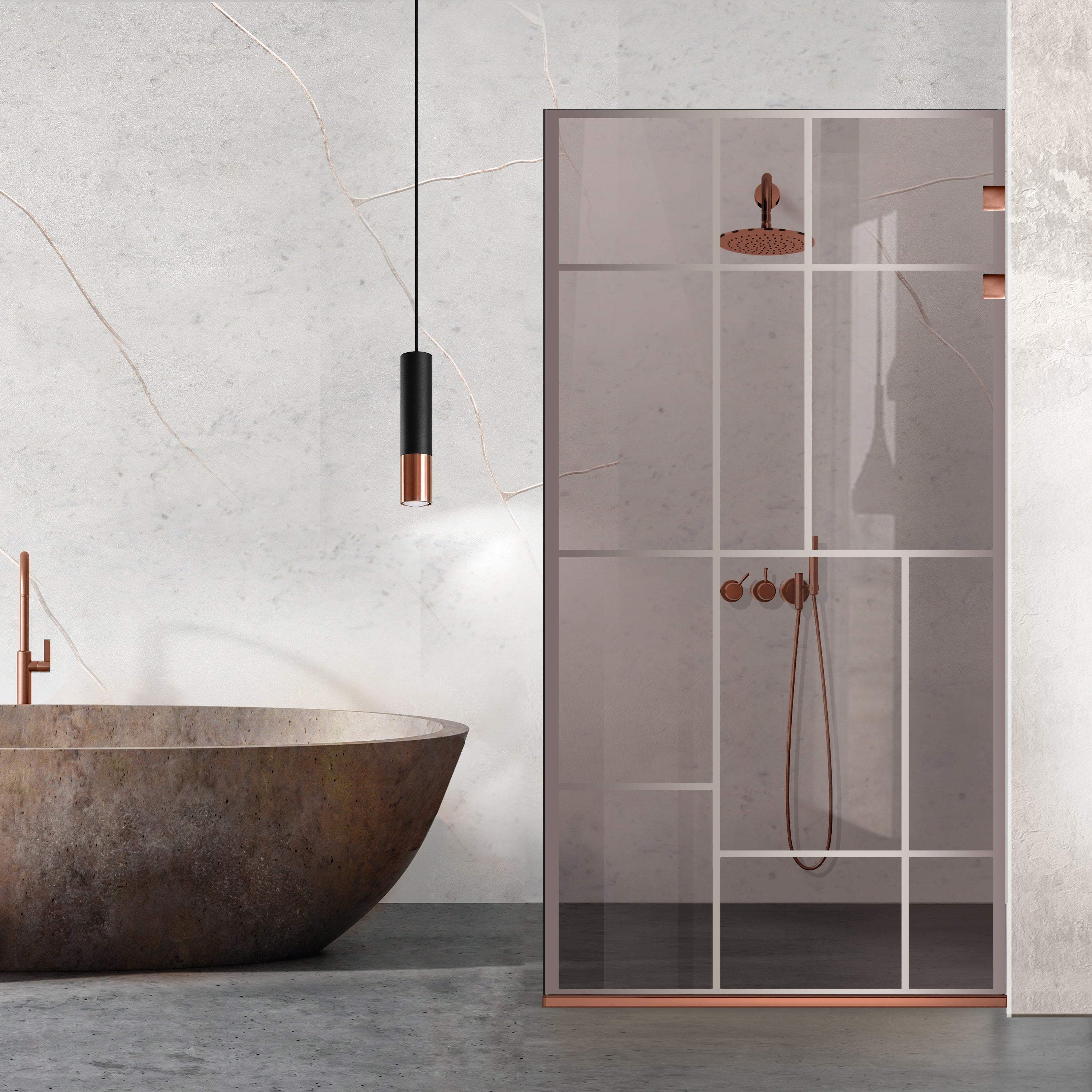 Shower Screens Walk-in, Stainless steel shower wall, copper #Bronze