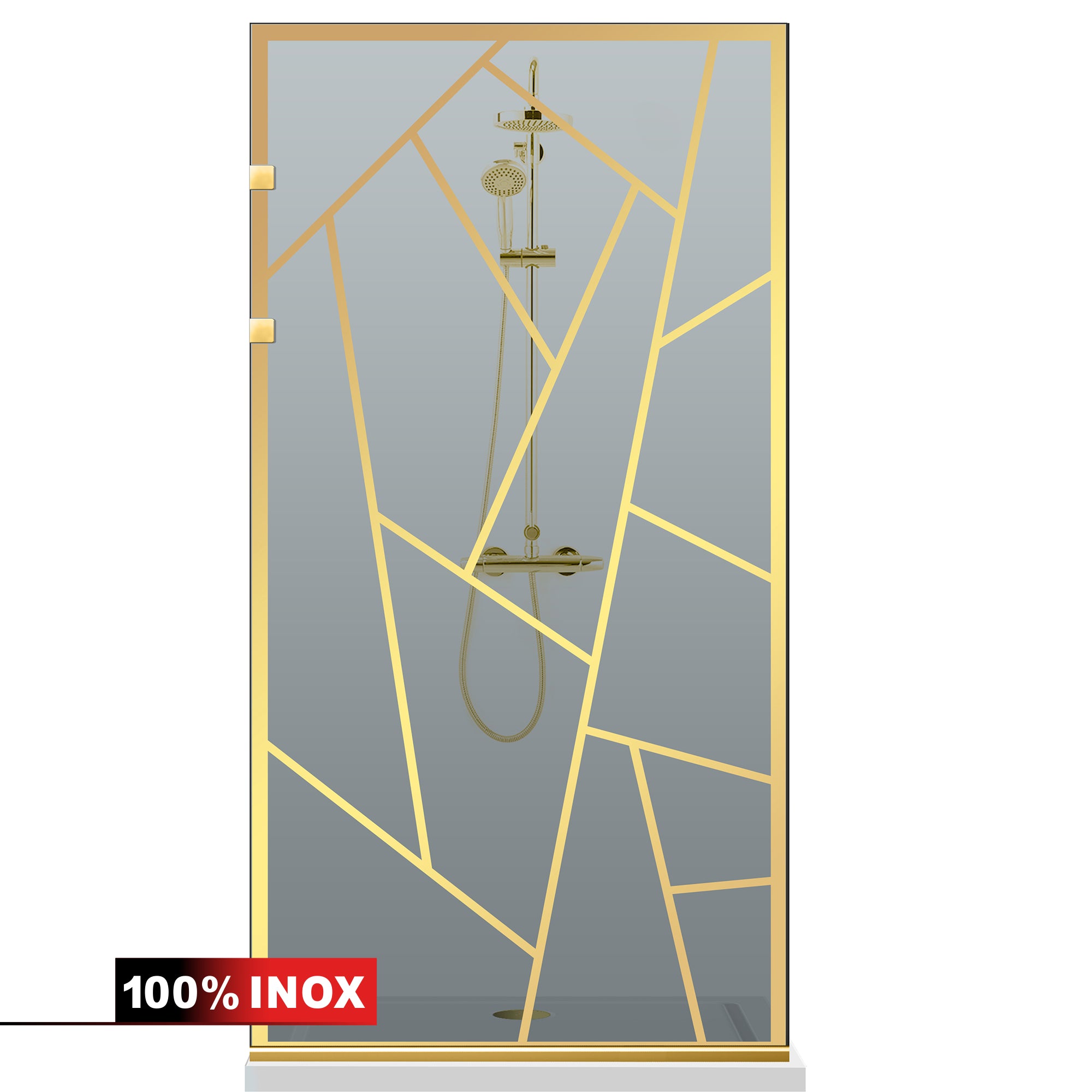 Shower Screens Walk-in, Stainless steel shower wall, gold #Grey