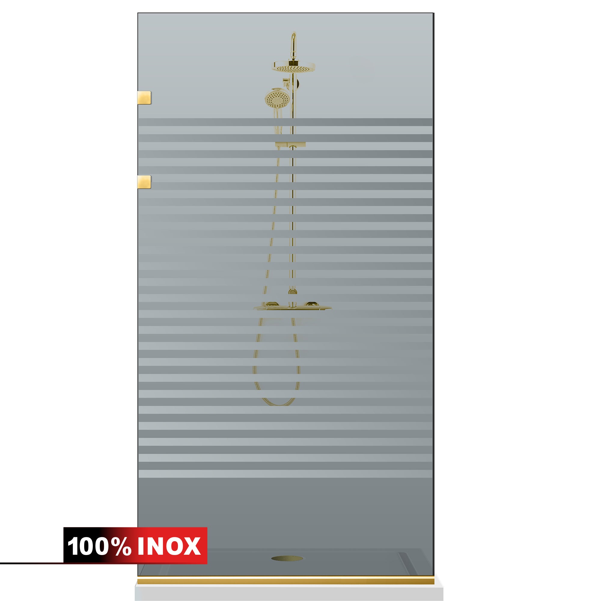 Shower Screens Walk-in, Stainless steel shower wall, gold #Grey