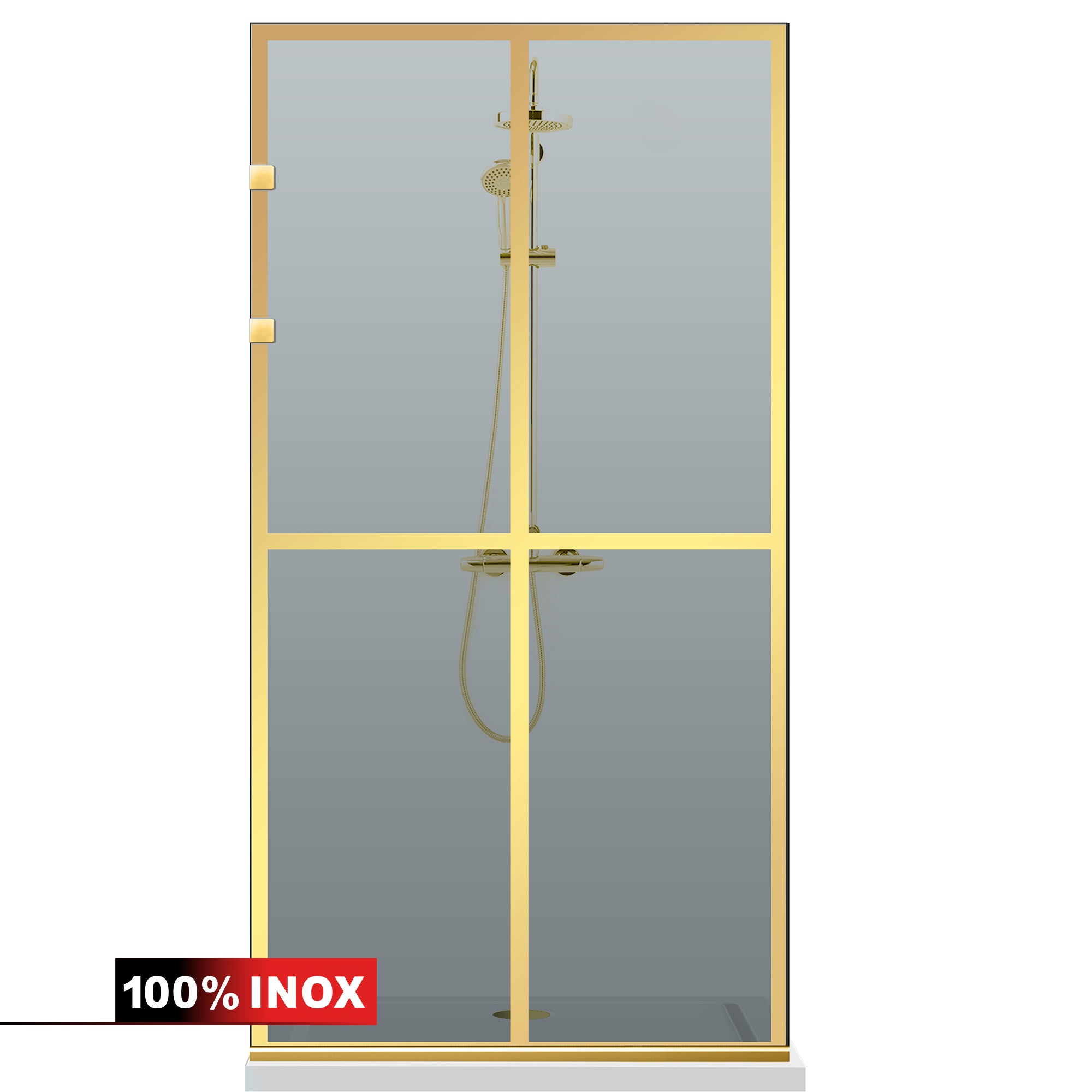 Shower Screens Walk-in, Stainless steel shower wall, gold #Grey
