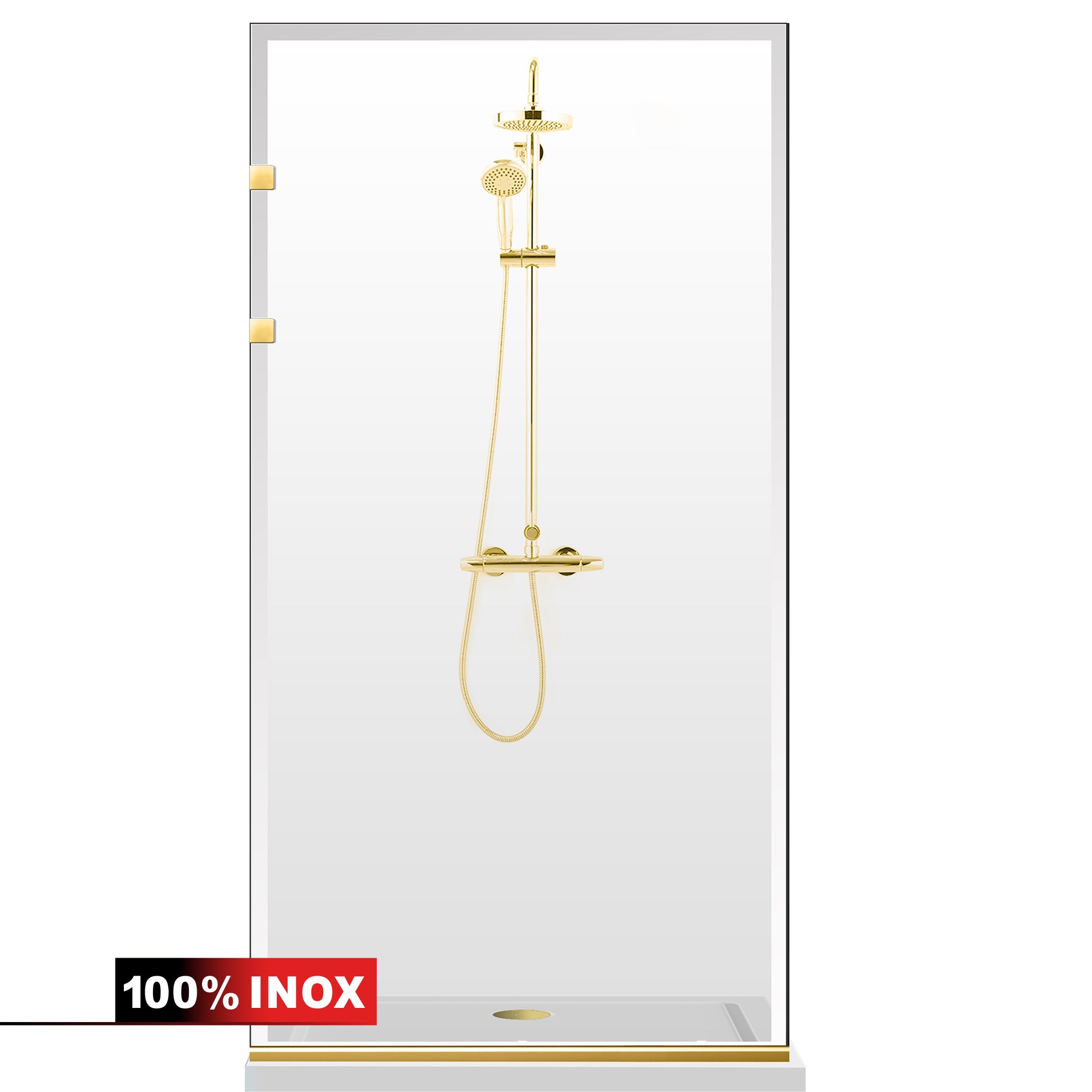 Shower Screens Walk-in, Stainless steel shower wall, gold, #Clear #Crystal clear