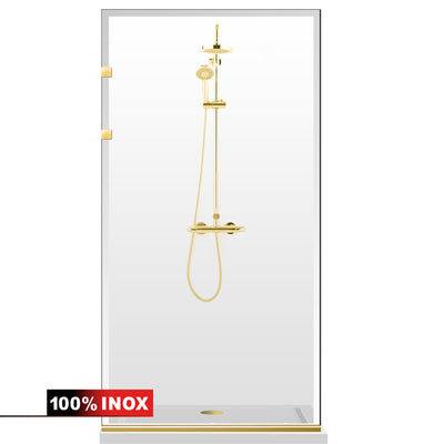 Shower Screens Walk-in, Stainless steel shower wall, gold, #Clear #Crystal clear