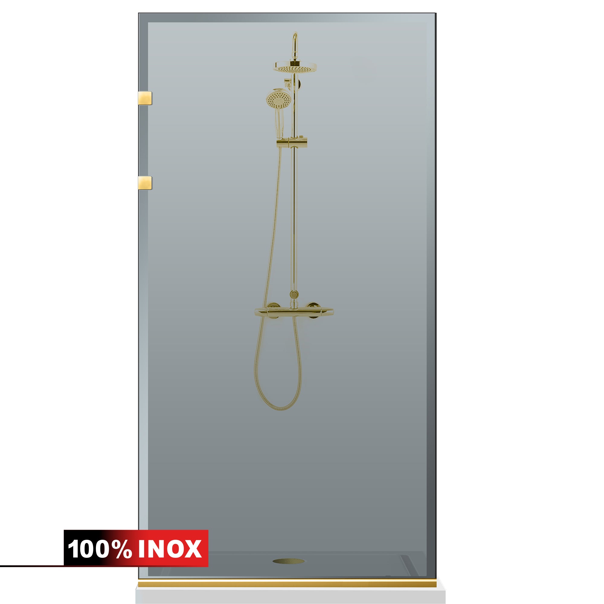 Shower Screens Walk-in, Stainless steel shower wall, gold #Grey