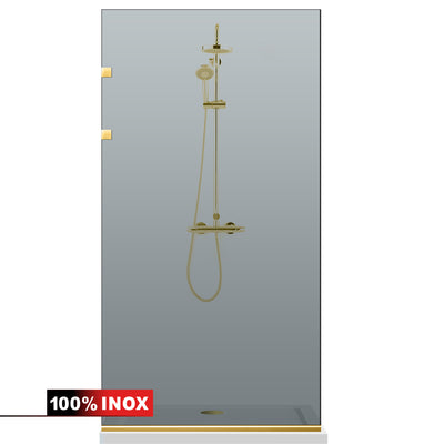 Shower Screens Walk-in, Stainless steel shower wall, gold #Grey