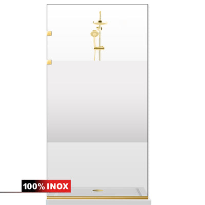 Shower Screens Walk-in, Stainless steel shower wall, gold, #Clear #Crystal clear