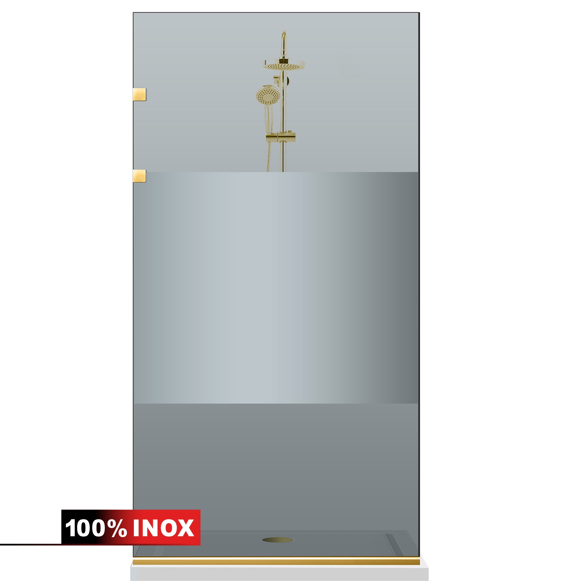 Shower Screens Walk-in, Stainless steel shower wall, gold #Grey