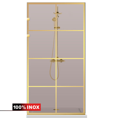 Shower Screens Walk-in, Stainless steel shower wall, gold #Bronze