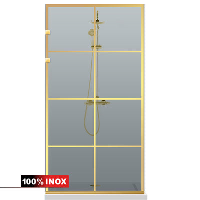 Shower Screens Walk-in, Stainless steel shower wall, gold #Grey