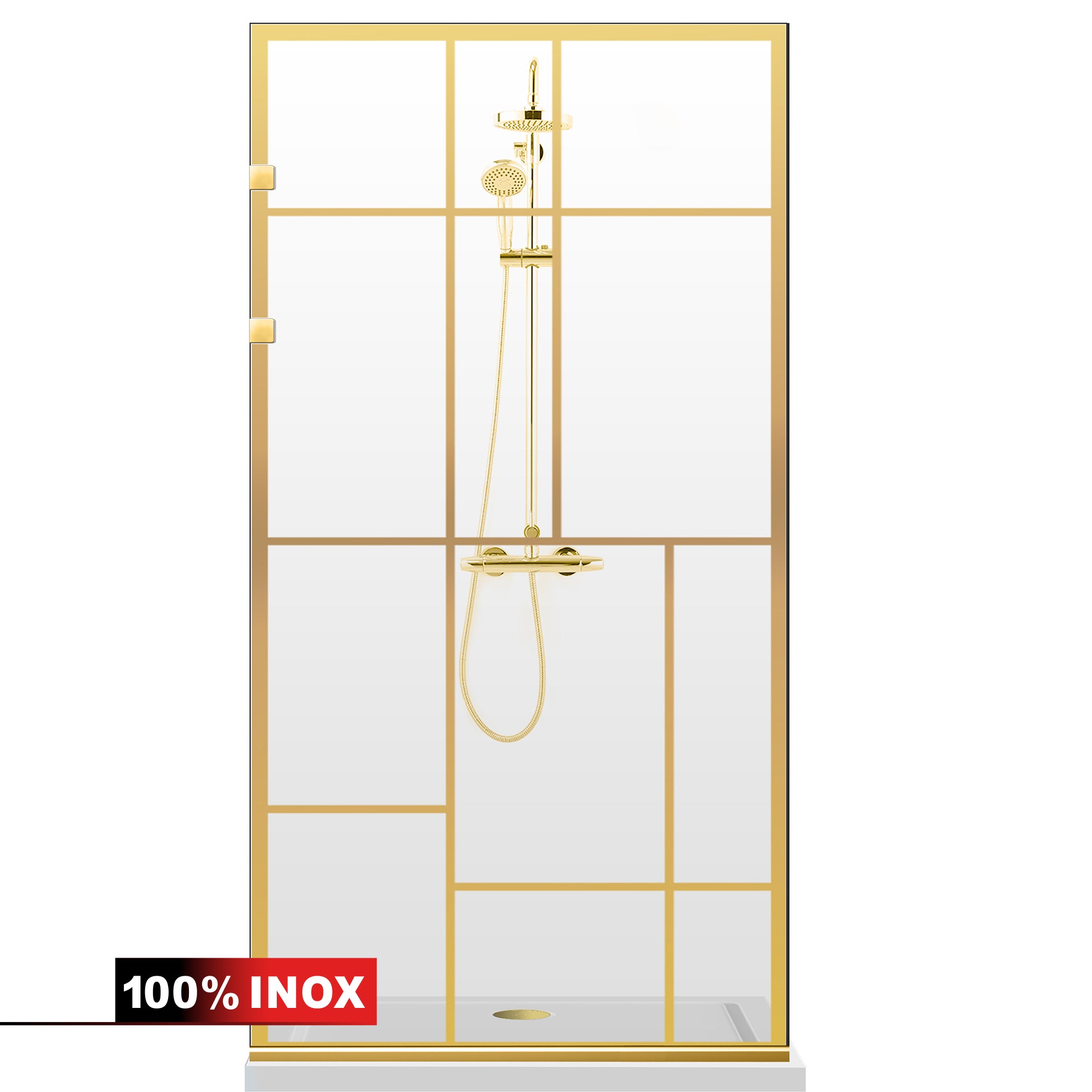 Shower Screens Walk-in, Stainless steel shower wall, gold, #Clear #Crystal clear